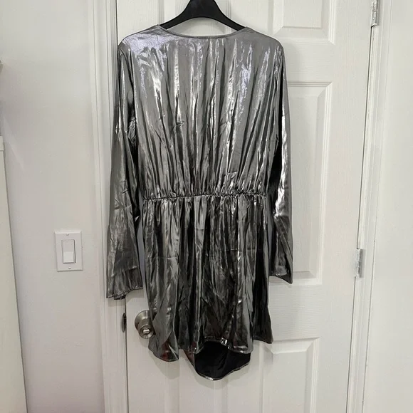 Shiny Silver Wrap Dress - Picture 3 of 4